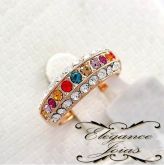 Anel Elegance Multicores Folheado A Ouro Rosê 18k Swarovski