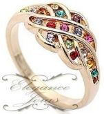 Anel Elegance Multicores Folheado A Ouro Rosê 18k