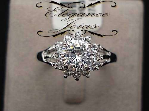 Anel Elegance Folheado A Ouro Branco Cravejado Swarovski