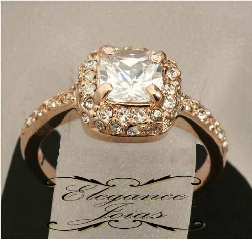 Anel Elegance Cristal Folheado A Ouro Rosê 18k Swarovski